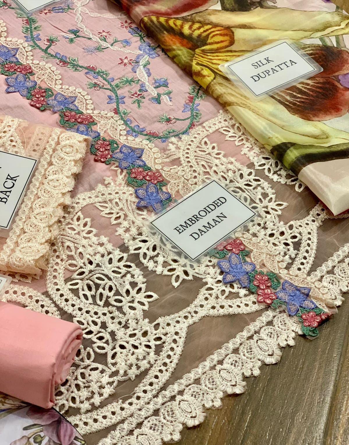 IDEASCOLLECTION cotton chikankari luxury embriodered unstitced 3pc✓