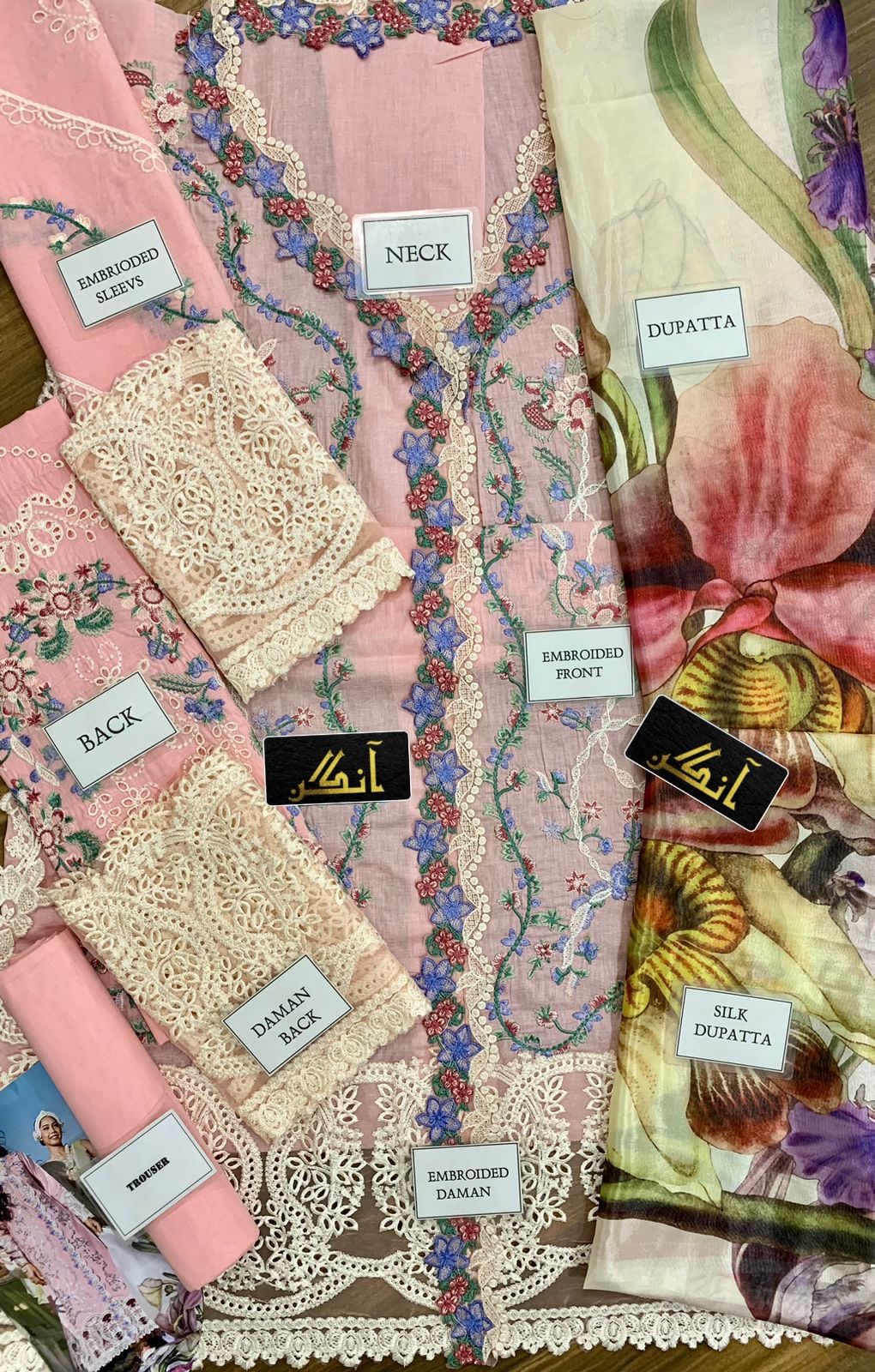 IDEASCOLLECTION cotton chikankari luxury embriodered unstitced 3pc✓