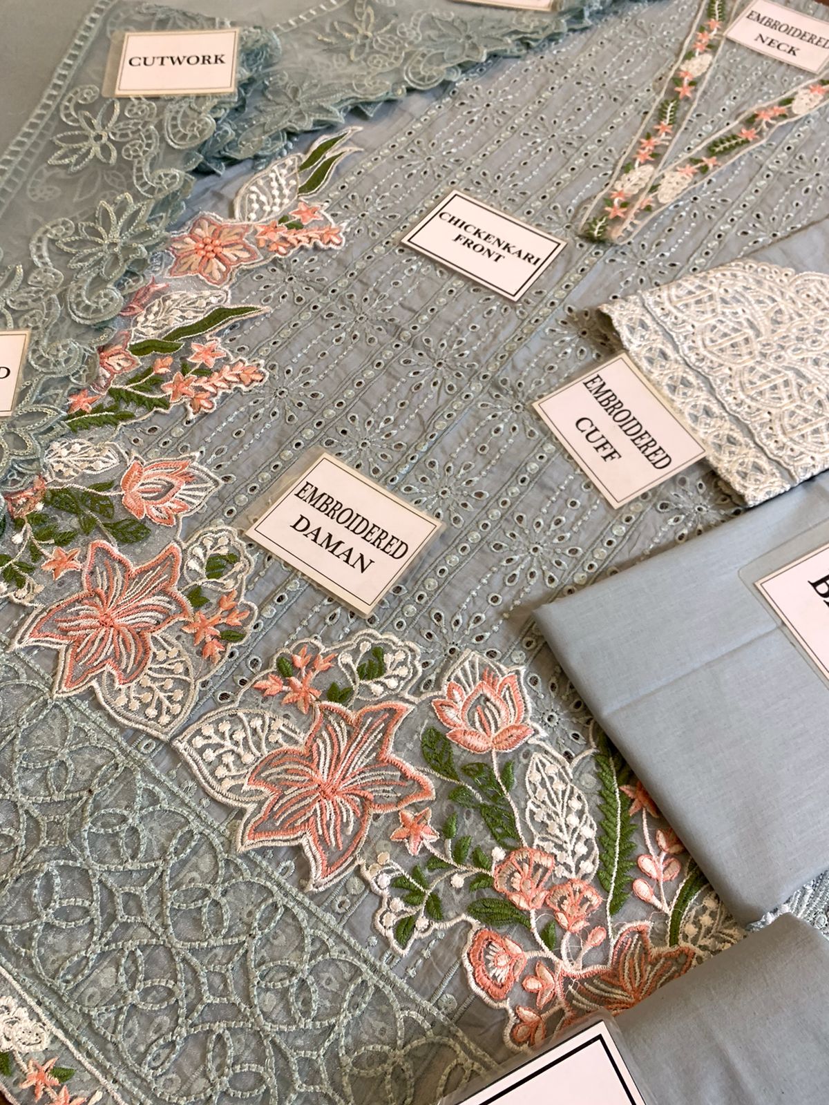 IDEASCOLLECTION cotton chikankari embroidered summer unstitced 3pc ✓
