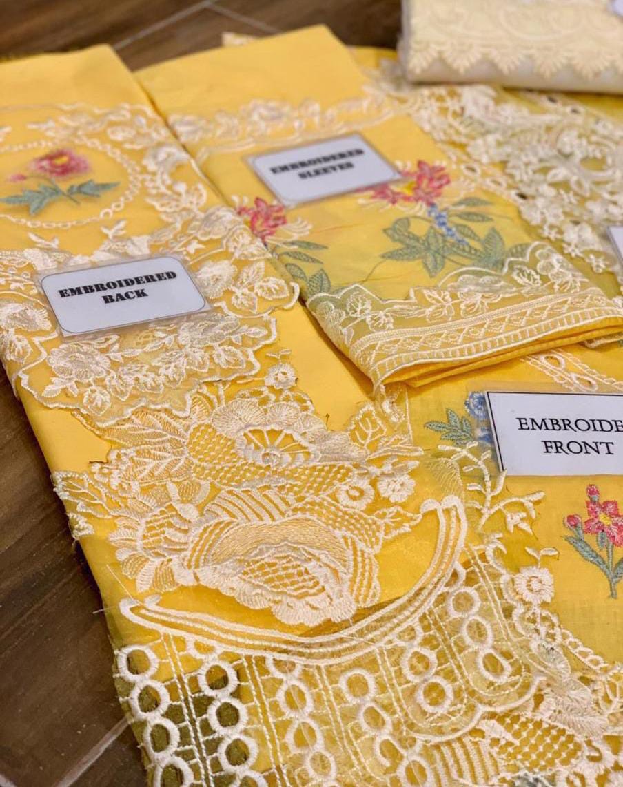 IDEASCOLLECTION cotton chikankari luxury embroidered eid wear unstitced 3pc ✓