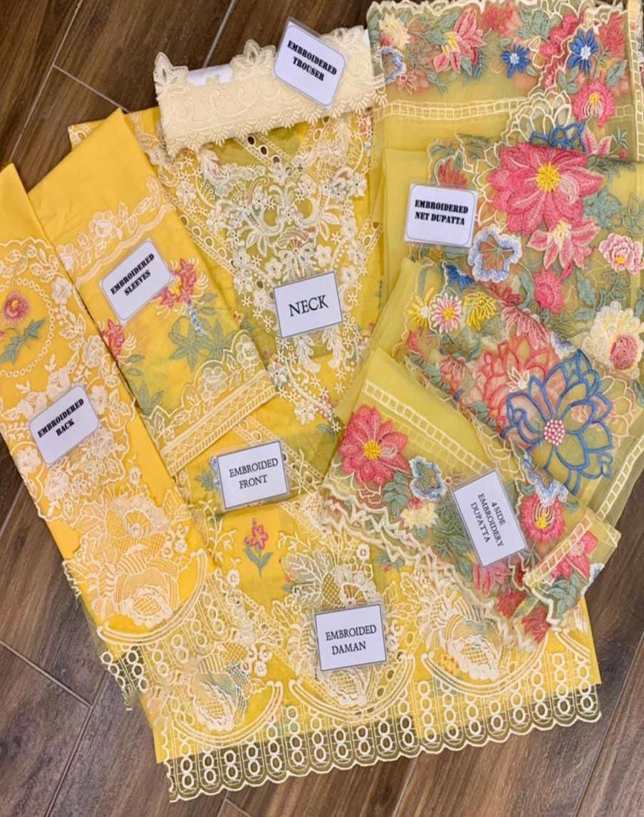 IDEASCOLLECTION cotton chikankari luxury embroidered eid wear unstitced 3pc ✓