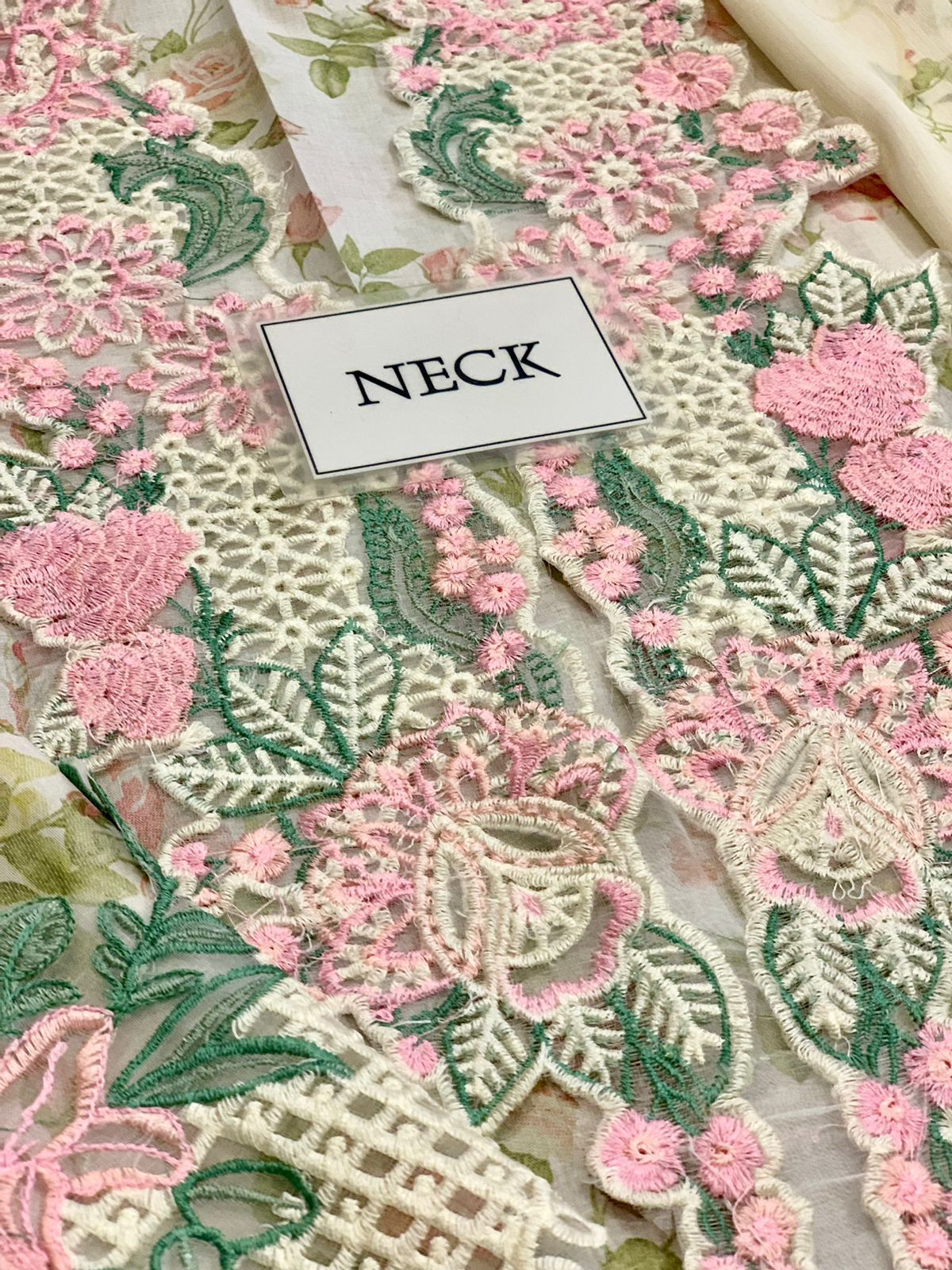 IDEASCOLLECTION lawn embriodered patch work unstitced 3pc