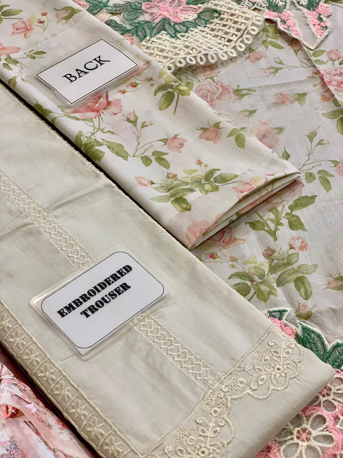 IDEASCOLLECTION lawn embriodered patch work unstitced 3pc