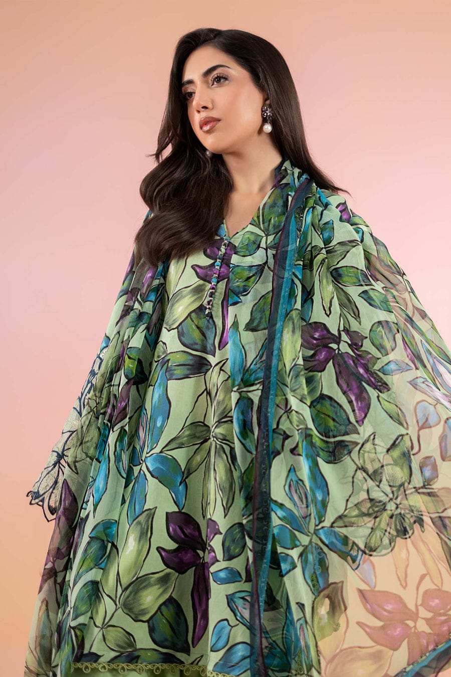 IDEASCOLLECTION lawn printed embroidered patch-work unstitced 3pc ✓
