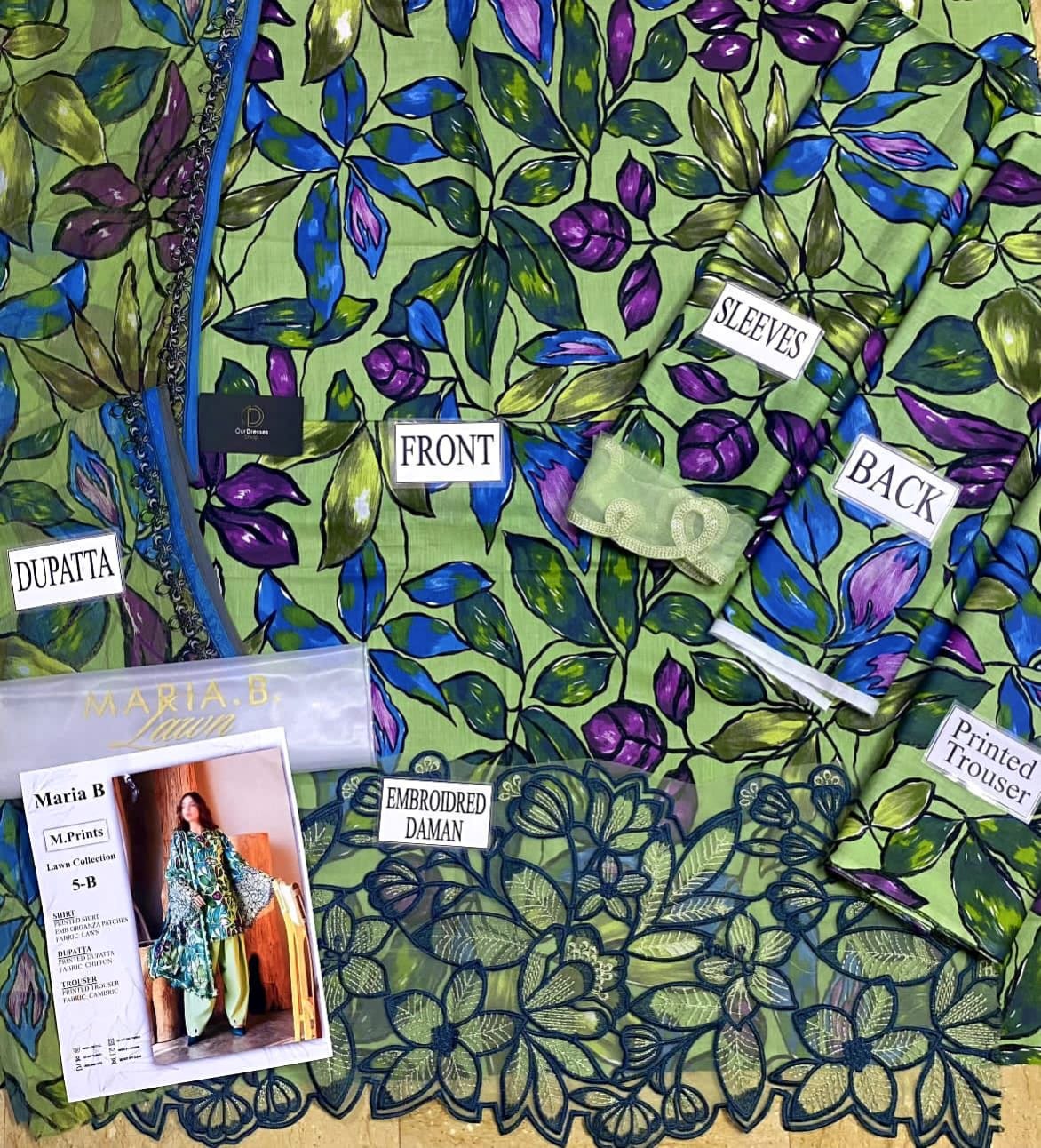 IDEASCOLLECTION lawn printed embroidered patch-work unstitced 3pc ✓