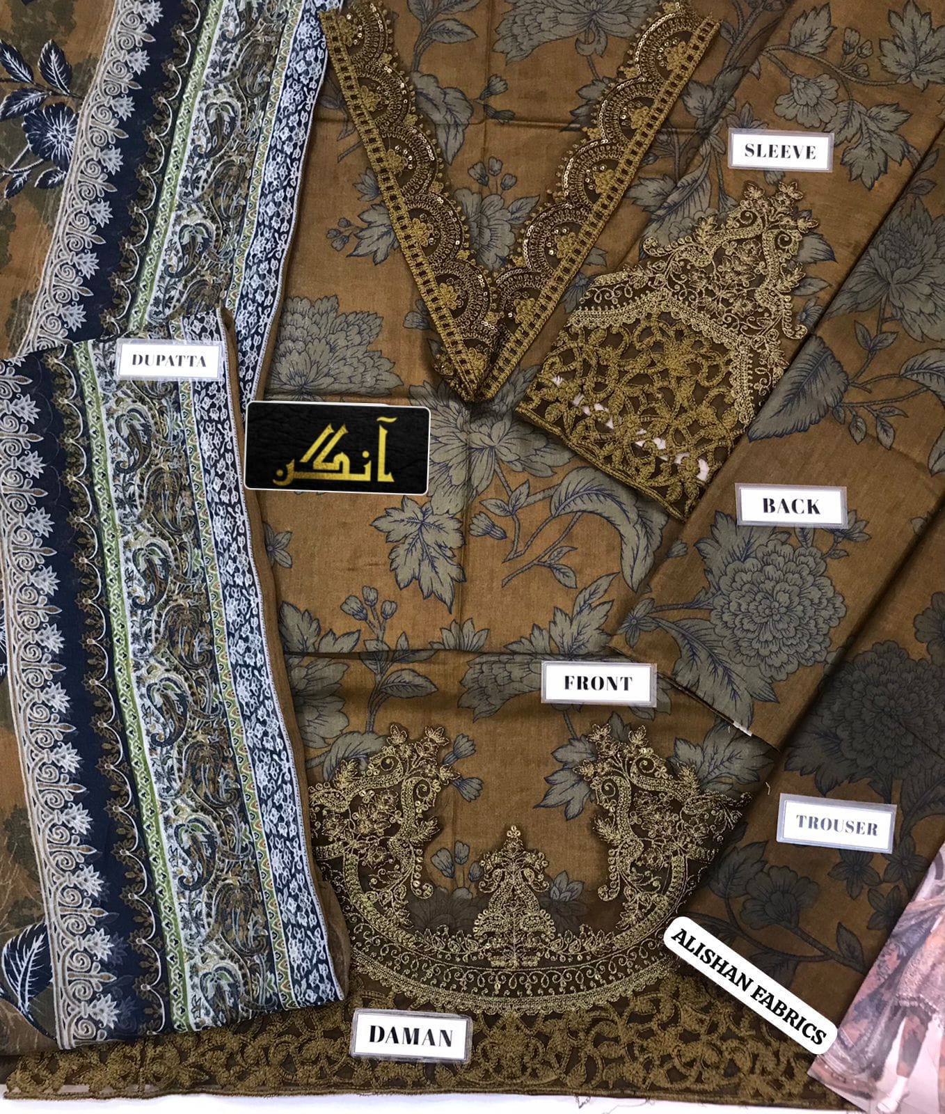 IDEASCOLLECTION cotton chikankari embroidered unstitced 3pc✓