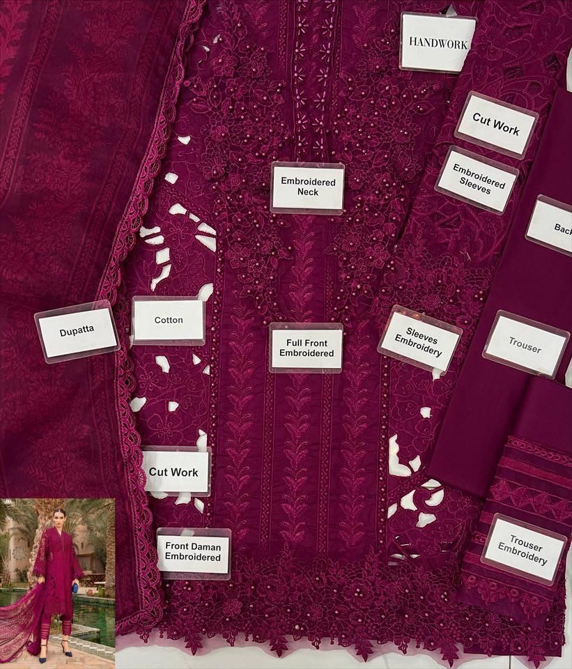 IDEASCOLLECTION cotton chikankari luxury eid jora unstitced 3pc✓