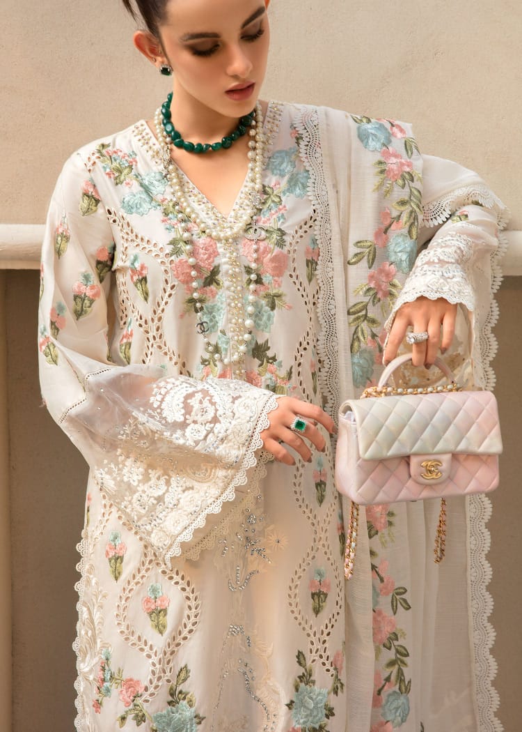IDEASCOLLECTION cotton chikankari luxury embroidered eid wear unstitced 3pc ✓