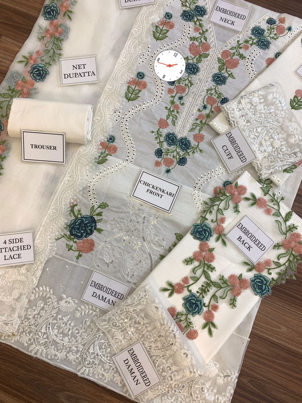 IDEASCOLLECTION cotton chikankari luxury embroidered eid wear unstitced 3pc ✓