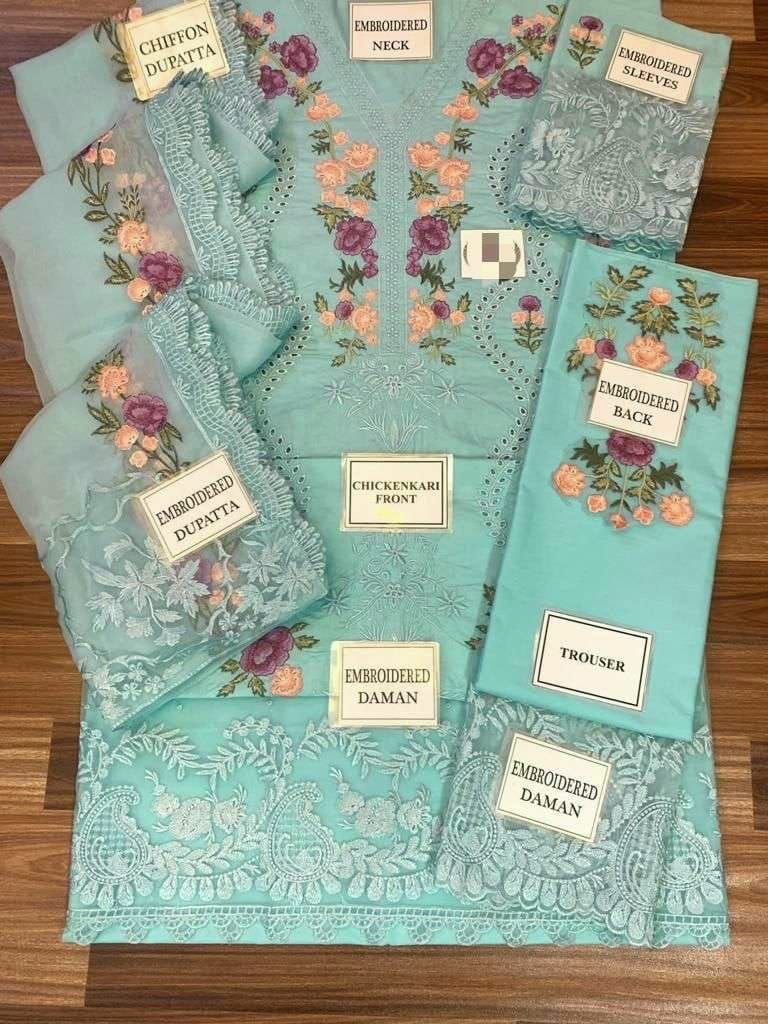 IDEASCOLLECTION cotton chikankari luxury embroidered eid wear unstitced 3pc ✓