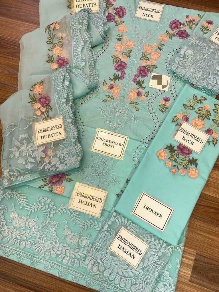 IDEASCOLLECTION cotton chikankari luxury embroidered eid wear unstitced 3pc ✓
