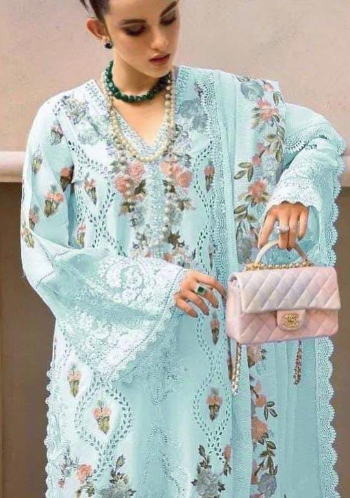 IDEASCOLLECTION cotton chikankari luxury embroidered eid wear unstitced 3pc ✓