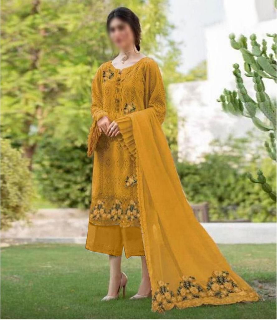 IDEASCOLLECTION chiffon embroidered luxury unstiched 3pc✓