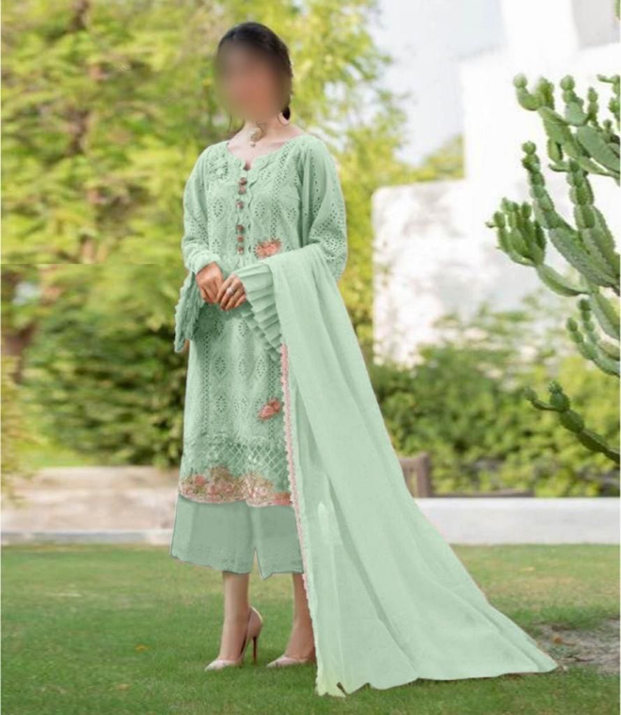IDEASCOLLECTION chiffon embroidered luxury unstiched 3pc✓