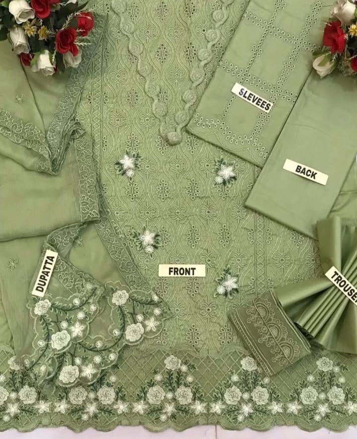 IDEASCOLLECTION chiffon embroidered luxury unstiched 3pc✓