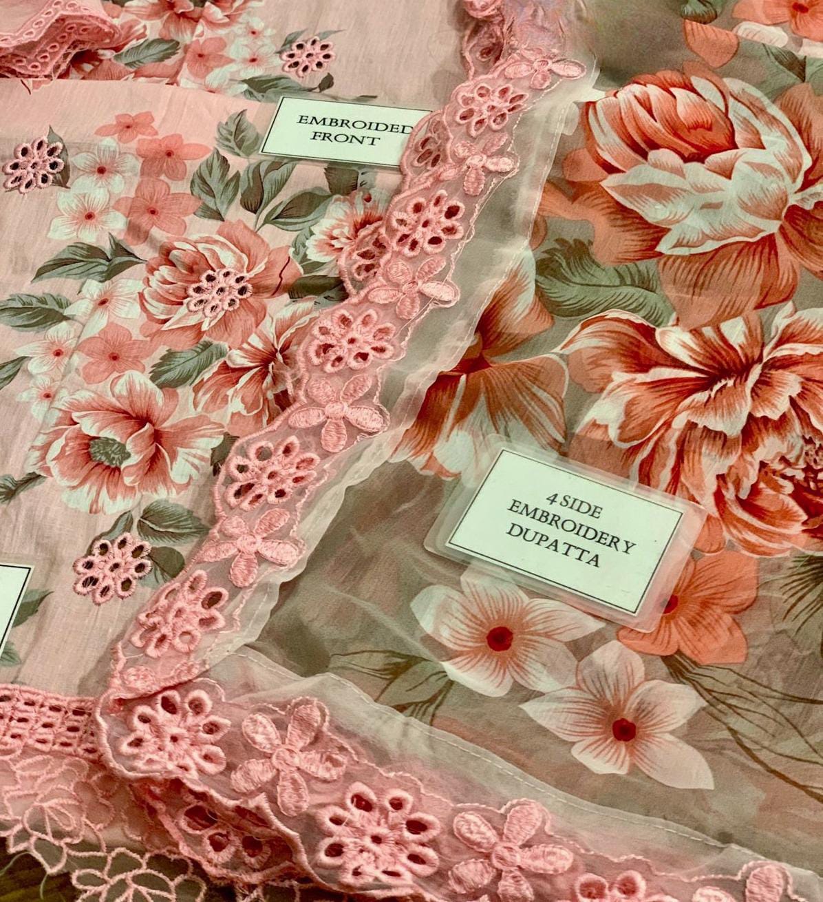 IDEASCOLLECTION chiffon embroidered luxury unstiched 3pc✓