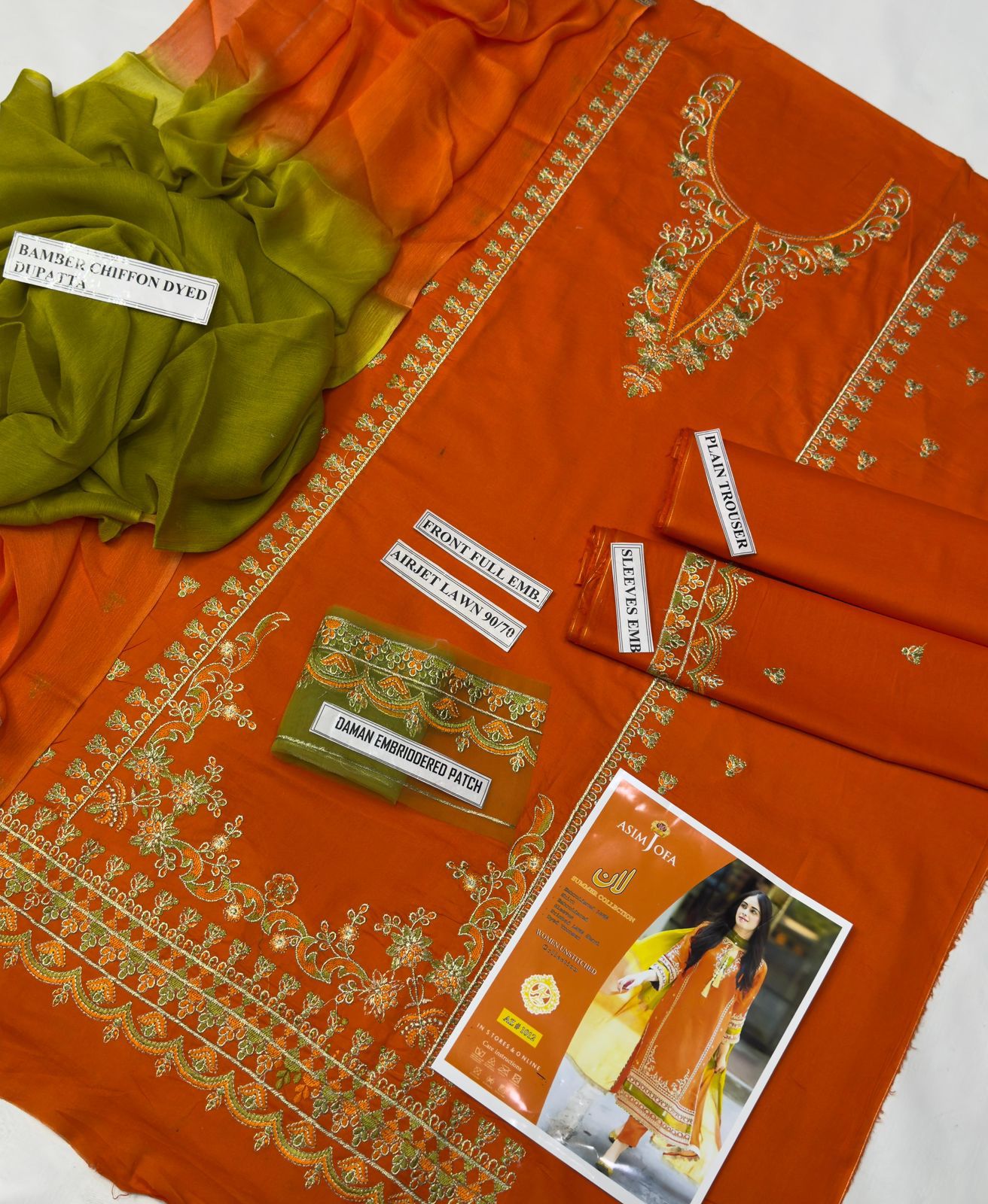 IDEASCOLLECTION lawn embriodered unstitced 3pc✓