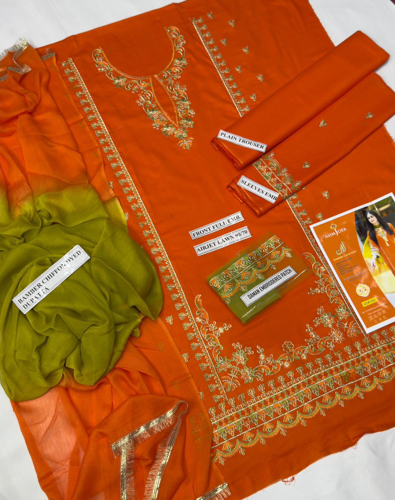 IDEASCOLLECTION lawn embriodered unstitced 3pc✓
