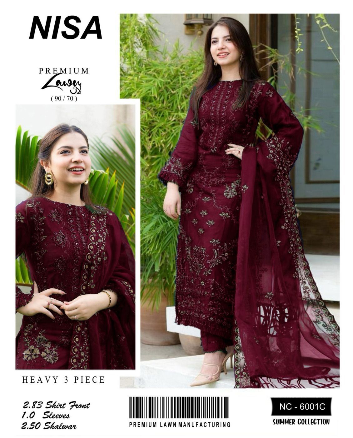 IDEASCOLLECTION lawn embroidered unstitced 3pc✓