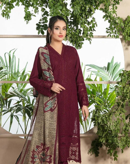 IDEASCOLLECTION lawn embroidered cutwork unstitced 3pc✓