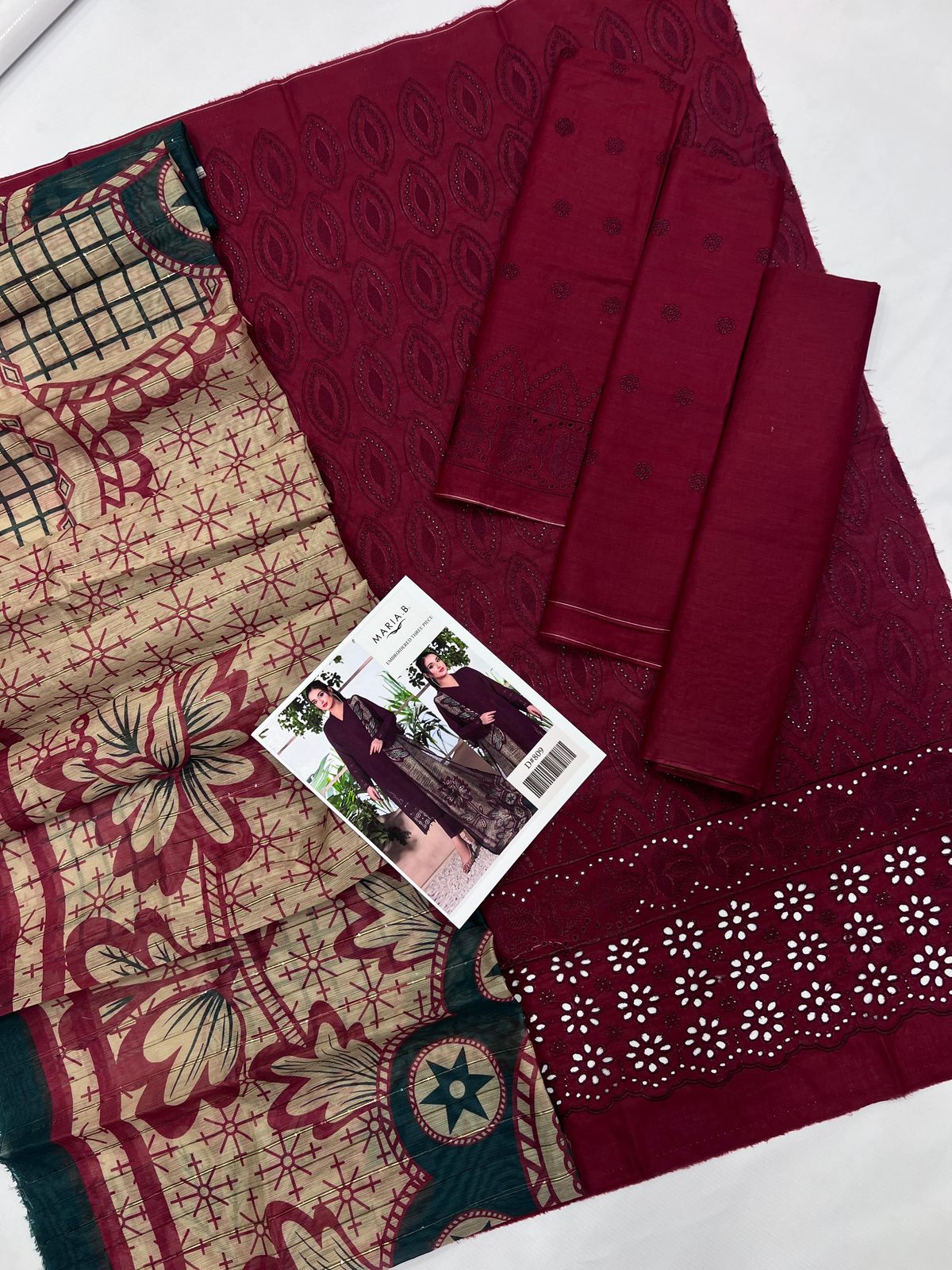 IDEASCOLLECTION lawn embroidered cutwork unstitced 3pc✓
