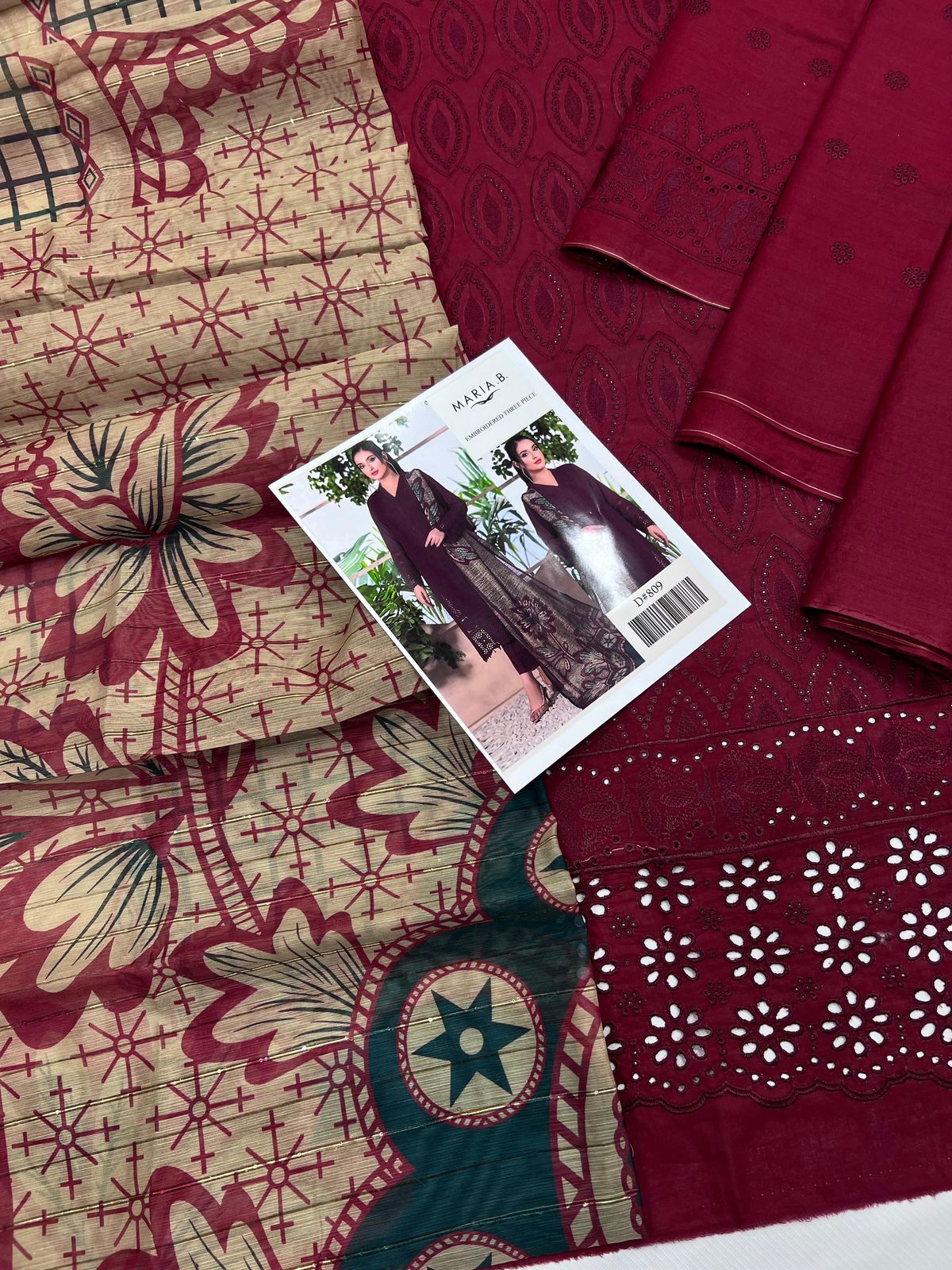 IDEASCOLLECTION lawn embroidered cutwork unstitced 3pc✓