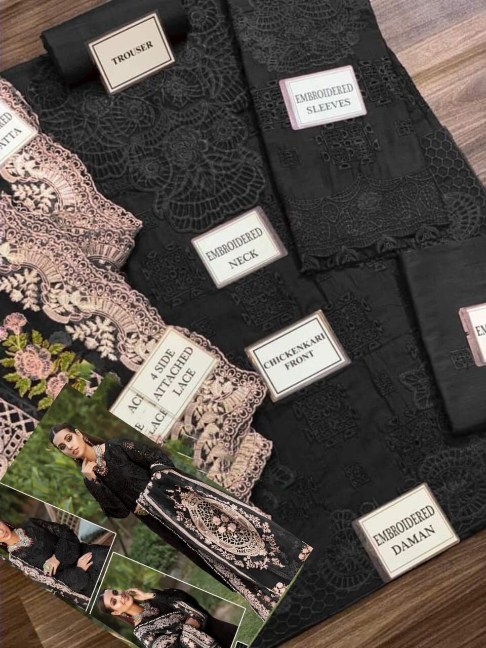 IDEASCOLLECTION COTTON CHIKANKARI EMBROIDERED EID COLLECTION UNSTITCED 3PC ✓