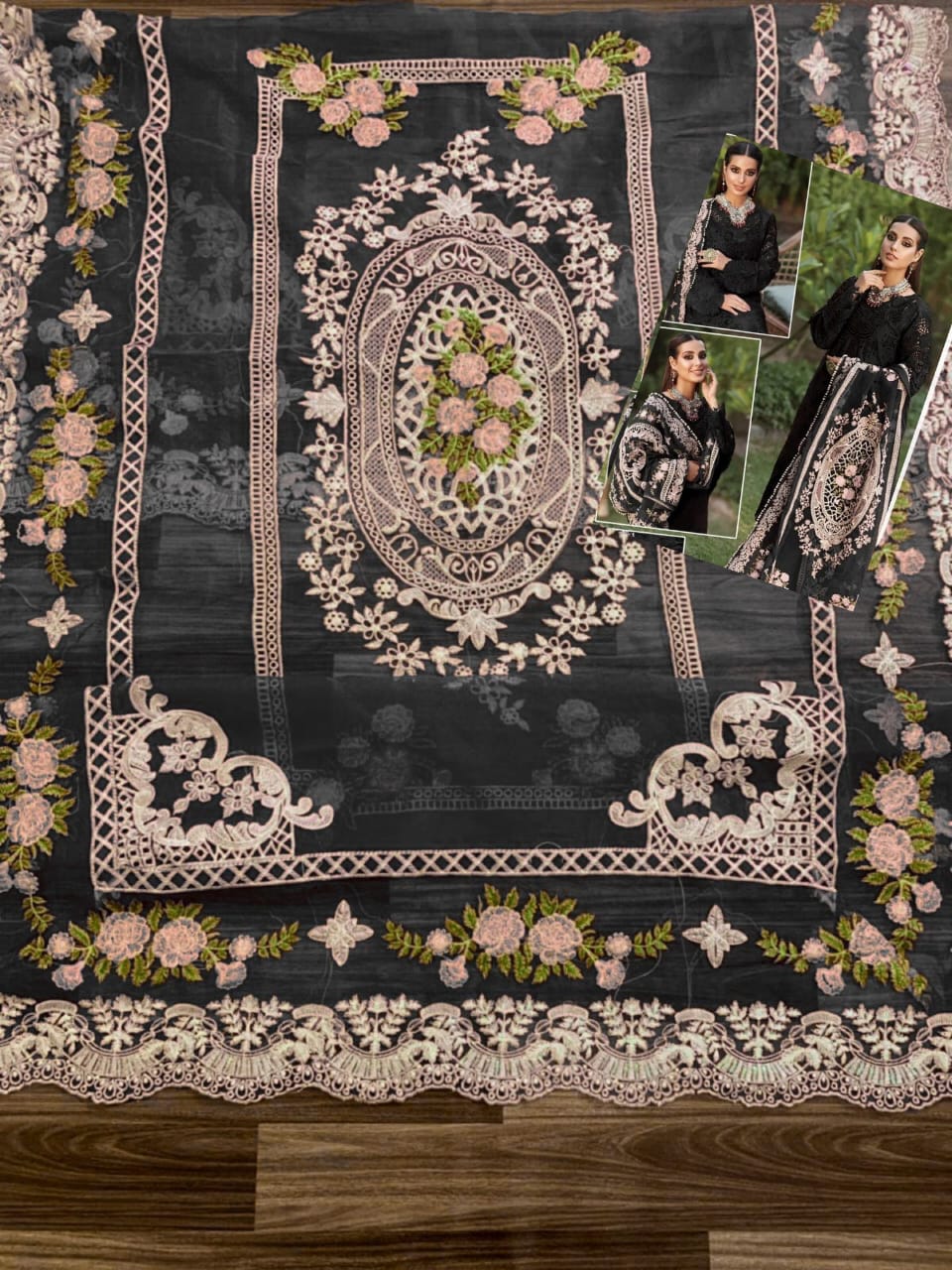 IDEASCOLLECTION COTTON CHIKANKARI EMBROIDERED EID COLLECTION UNSTITCED 3PC ✓