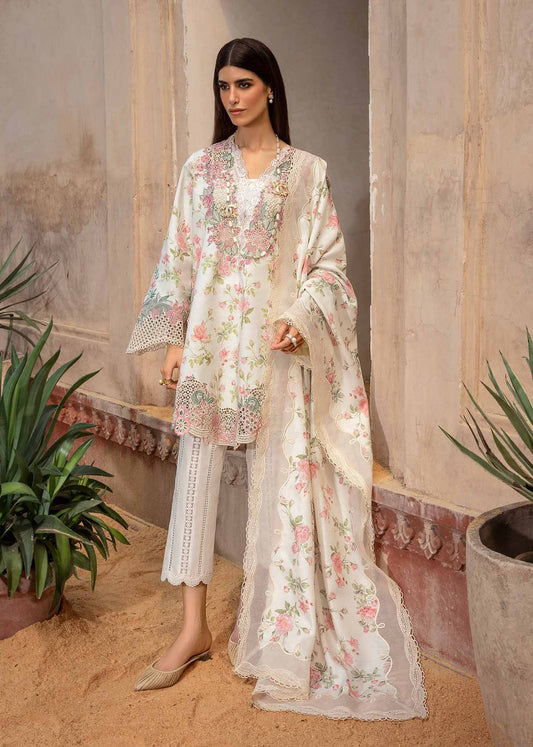 IDEASCOLLECTION lawn printed embroidered patch-work unstitced 3pc ✓