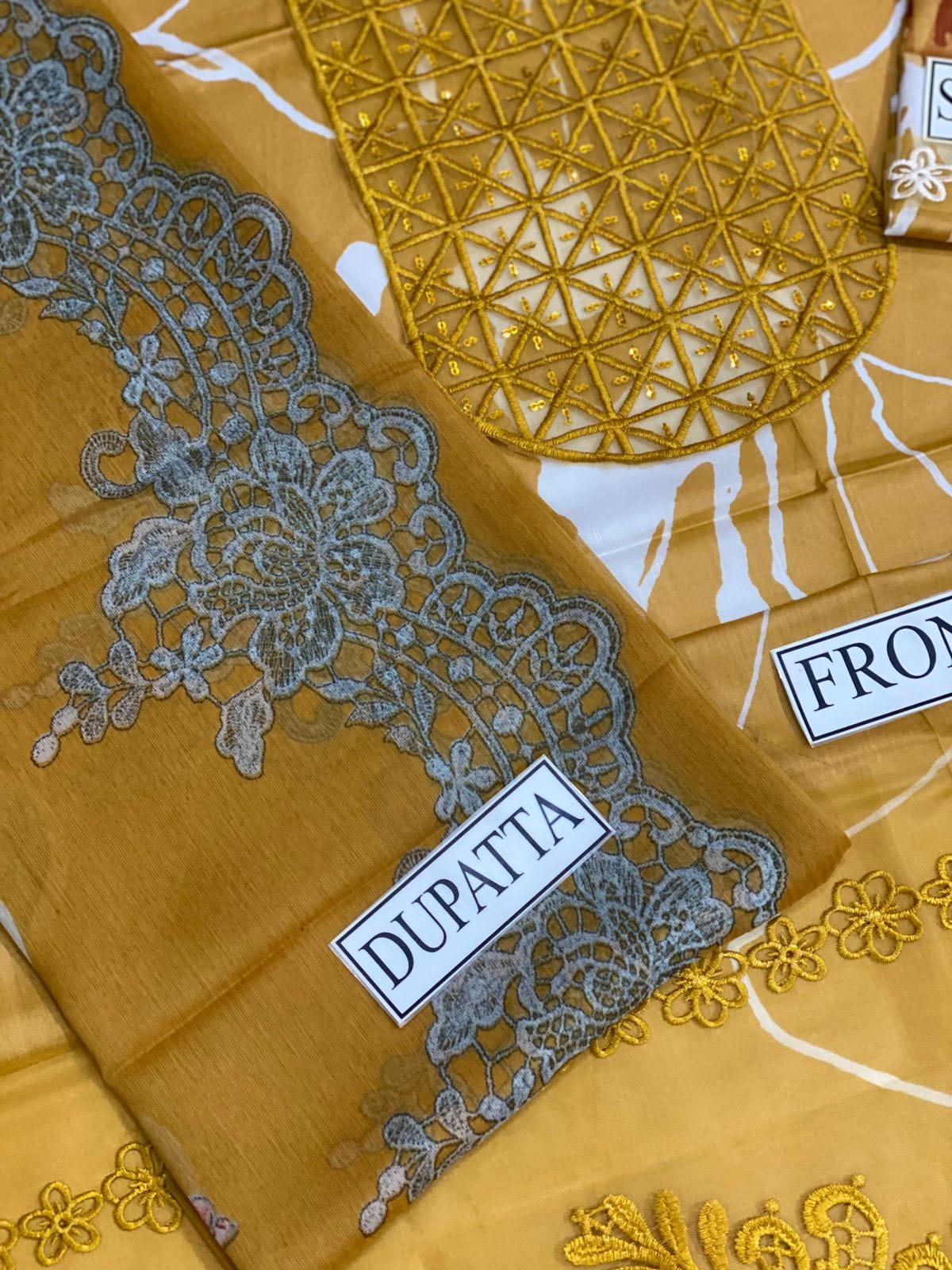 IDEASCOLLECTION cotton chikankari luxury embroidered eid jora unstitced 3pc✓