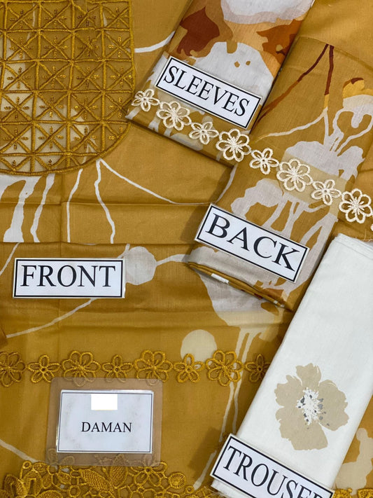 IDEASCOLLECTION cotton chikankari luxury embroidered eid jora unstitced 3pc✓