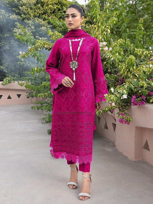 IDEASCOLLECTION cotton chikankari embroidered summer unstitced 3pc ✓