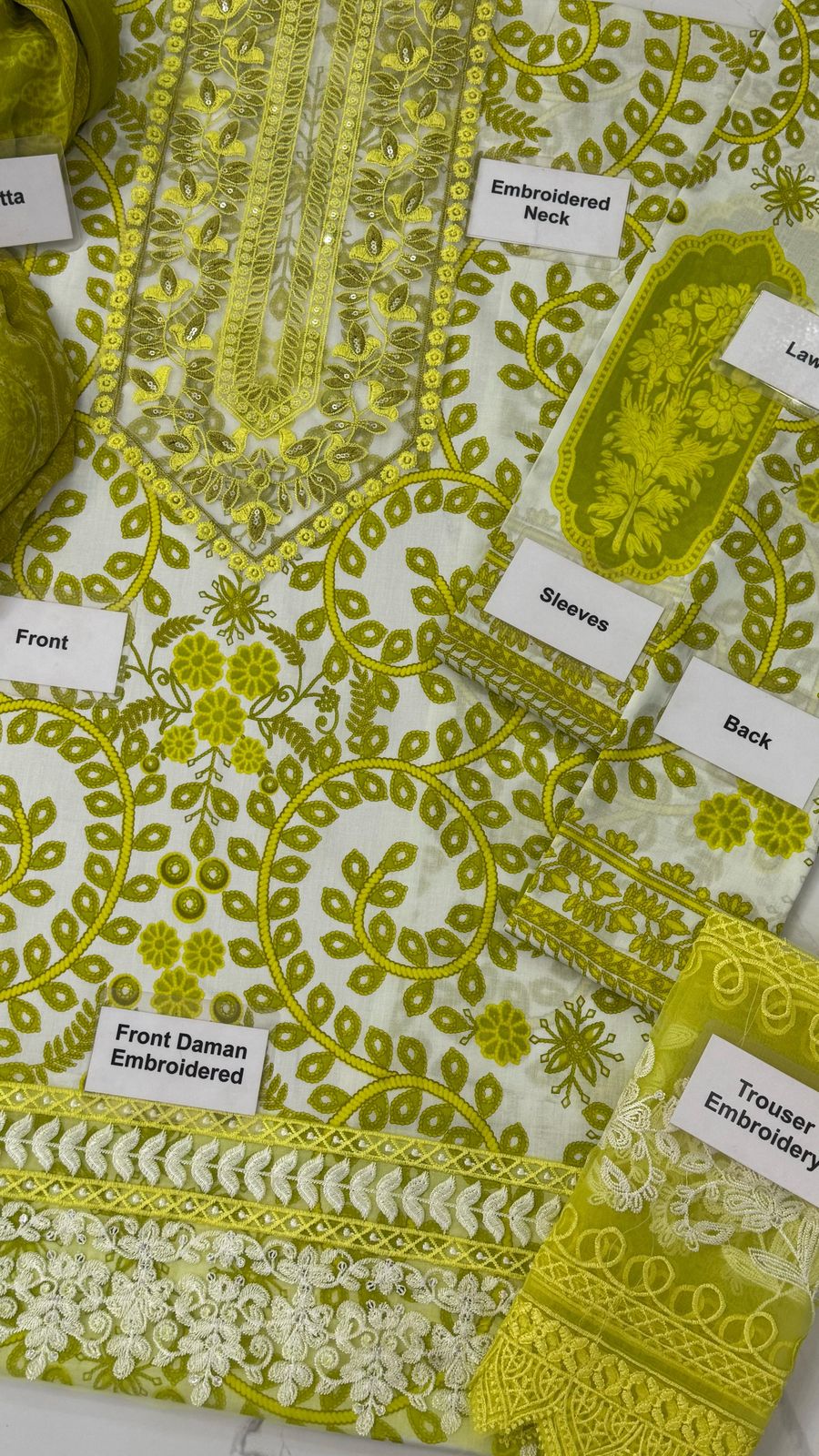 IDEASCOLLECTION  lawn embriodered patch work unstitced 3pc ✓