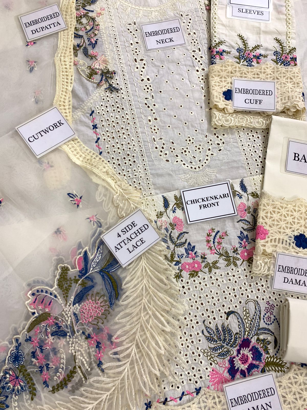 IDEASCOLLECTION cotton chikankari luxury embroidered eid wear unstitced 3pc ✓