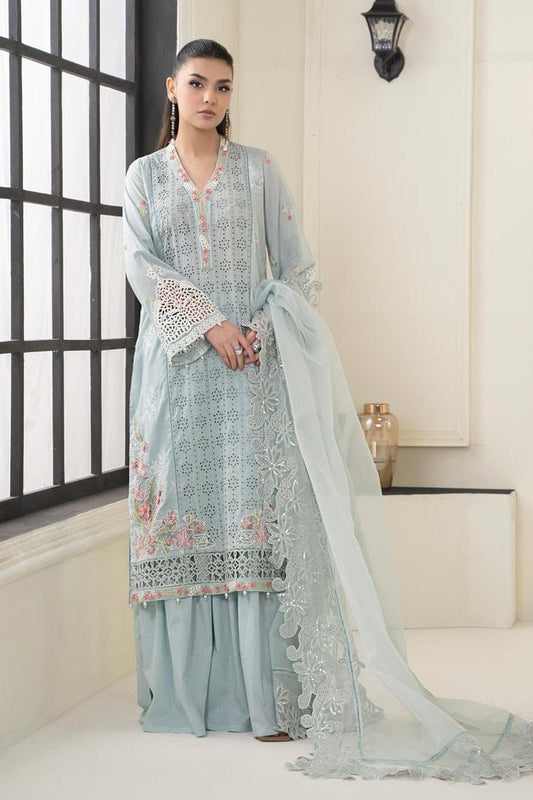 IDEASCOLLECTION cotton chikankari embroidered summer unstitced 3pc ✓