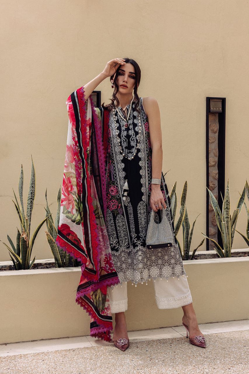 IDEASCOLLECTION cotton chikankari luxury embroidered eid wear unstitced 3pc ✓