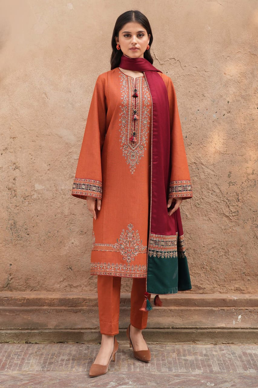 IDEASCOLLECTION cotton chikankari embroidered summer unstitced 3pc ✓