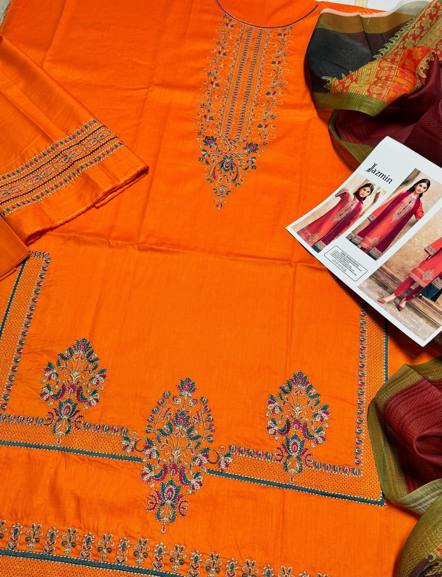 IDEASCOLLECTION cotton chikankari embroidered summer unstitced 3pc ✓