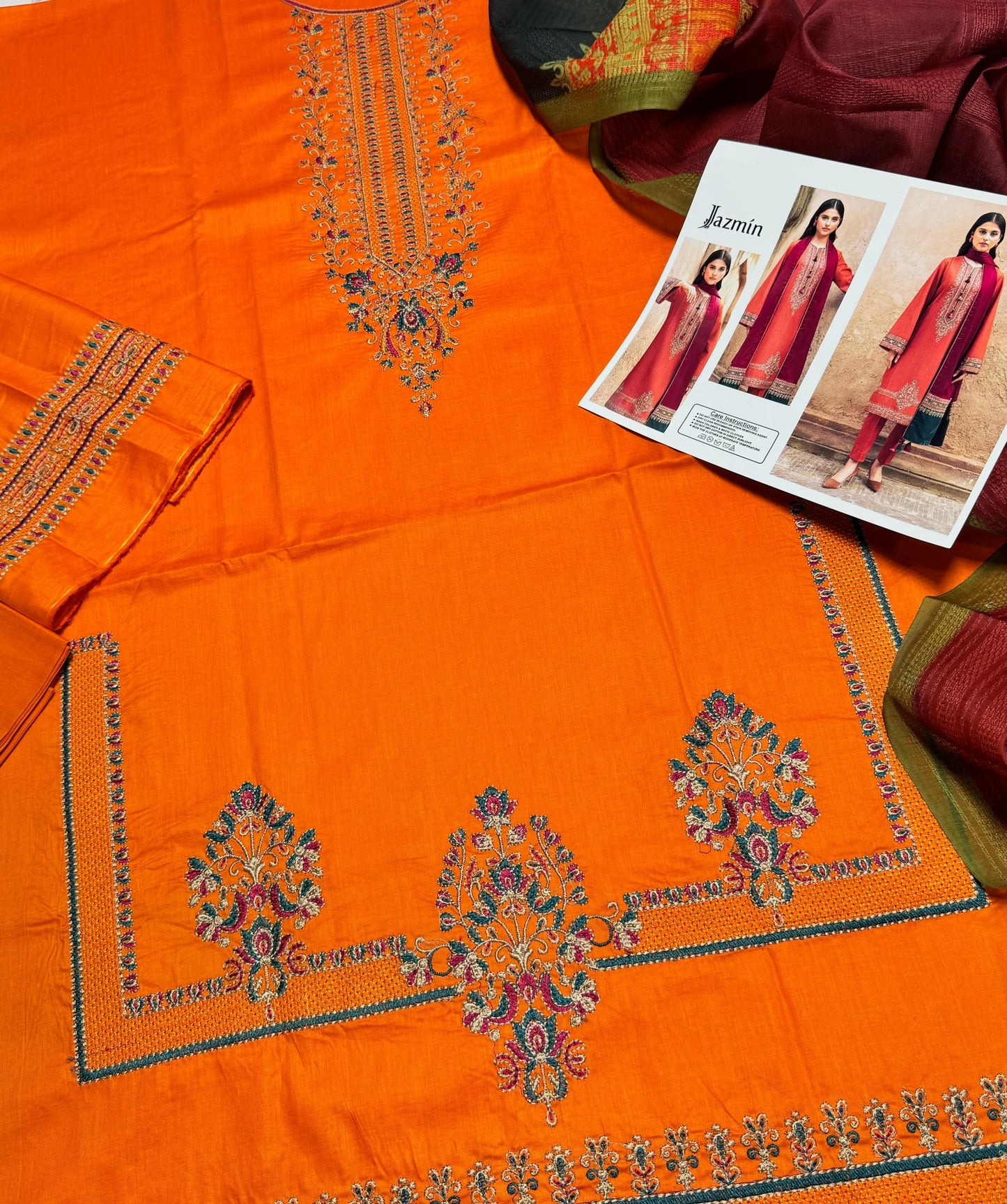 IDEASCOLLECTION cotton chikankari embroidered summer unstitced 3pc ✓