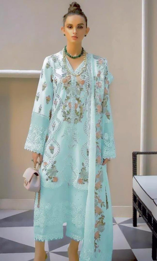 IDEASCOLLECTION cotton chikankari luxury embroidered eid wear unstitced 3pc ✓