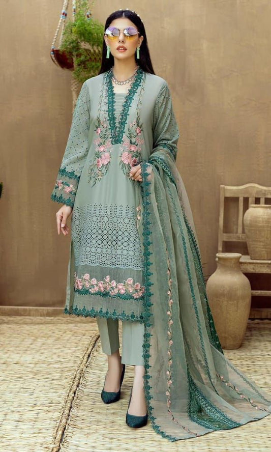 IDEASCOLLECTION  cotton chikankari luxury embroidered eid wear unstitced 3pc ✓