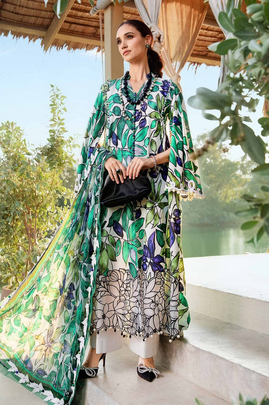 IDEASCOLLECTION lawn printed embroidered patch-work unstitced 3pc ✓