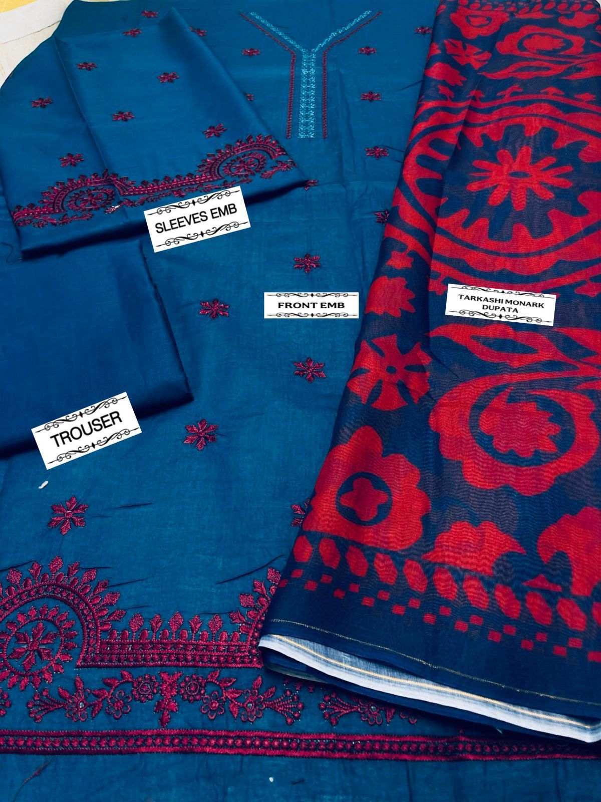 IDEASCOLLECTION  embroidered patchwork luxury unstiched 3pc ✓