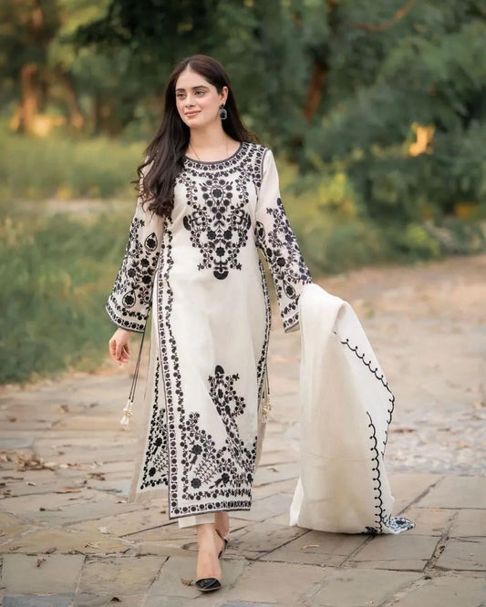IDEASCOLLECTION  embroidered patchwork luxury unstiched 3pc ✓