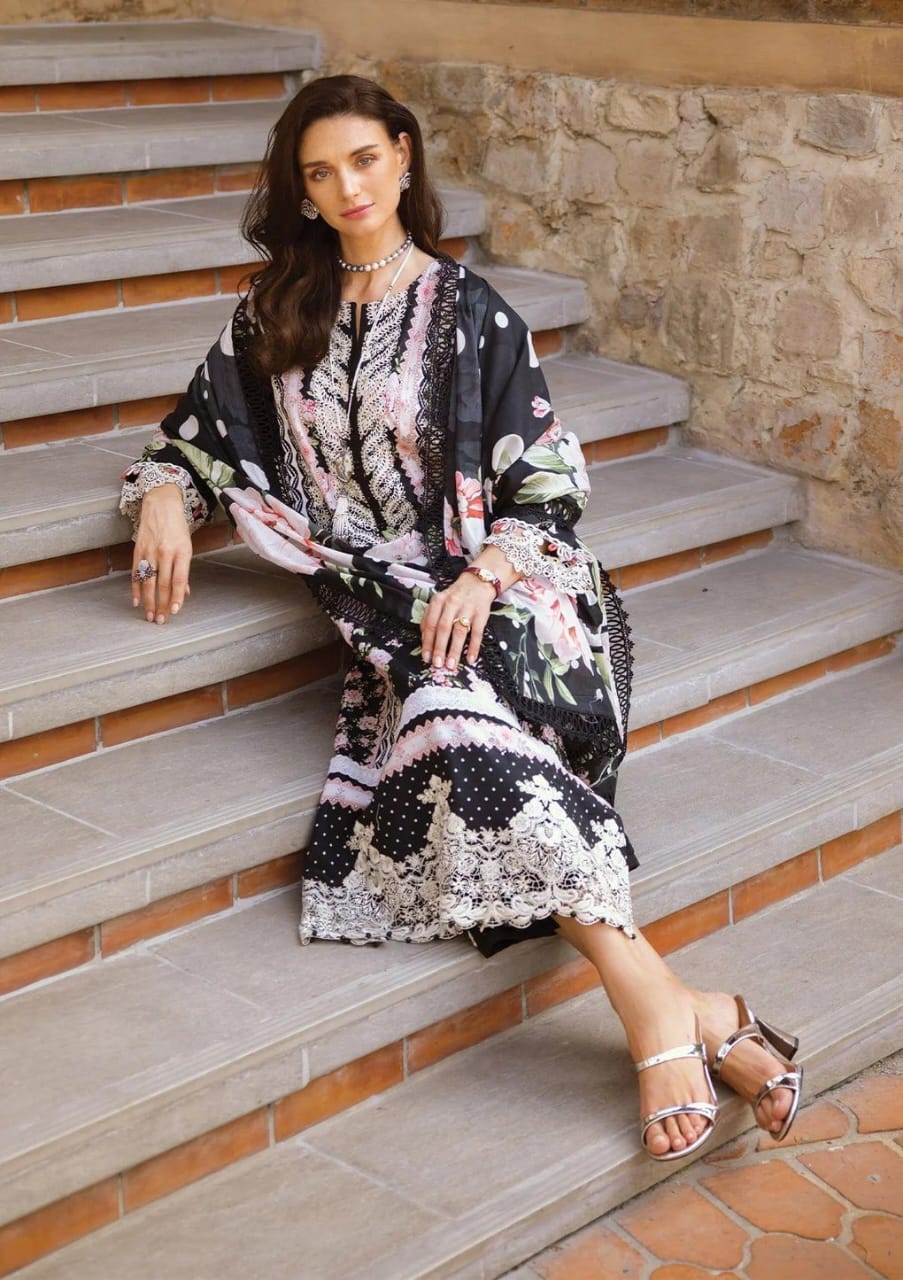 IDEASCOLLECTION cotton chikankari embroidered unstitced 3pc✓