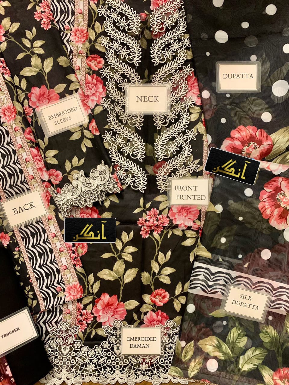 IDEASCOLLECTION cotton chikankari embroidered unstitced 3pc✓