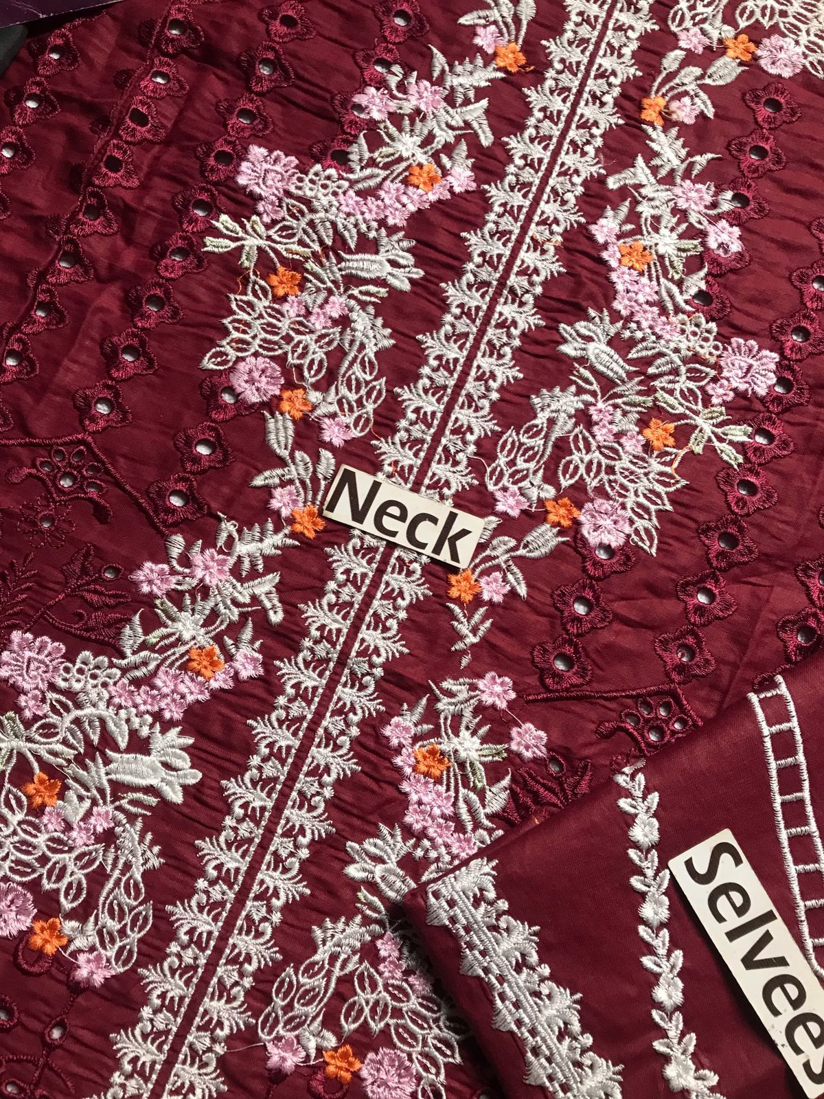 IDEASCOLLECTION cotton chikankari embroidered unstitced 3pc✓