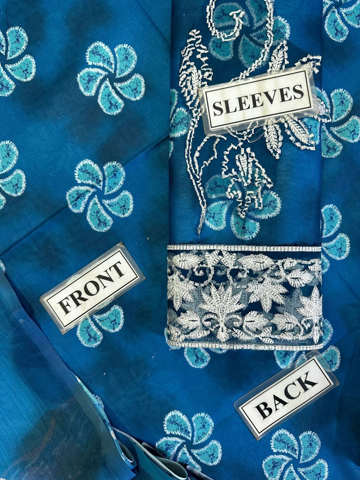 IDEASCOLLECTION lawn printed embroidered patch-work unstitced 3pc ✓