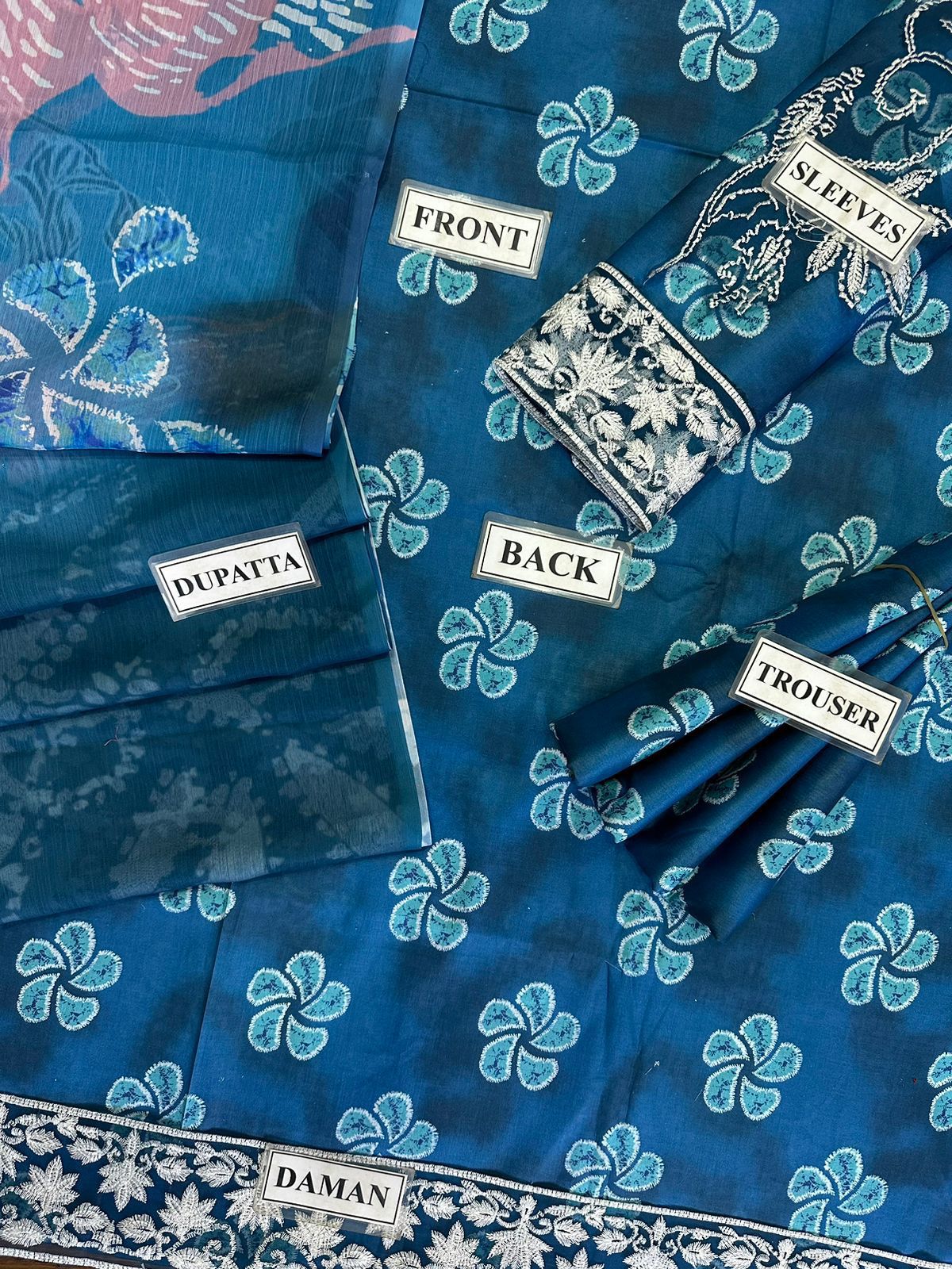 IDEASCOLLECTION lawn printed embroidered patch-work unstitced 3pc ✓