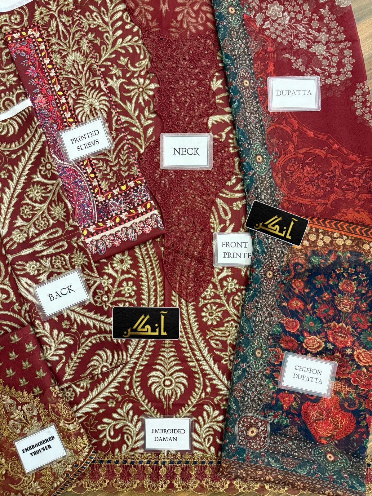 IDEASCOLLECTION  lawn embriodered patch work unstitced 3pc ✓